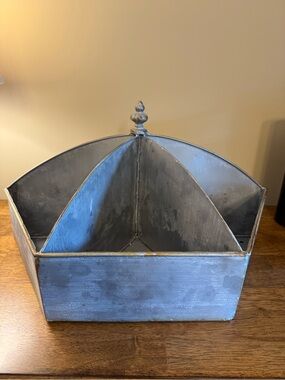 Rustic Galvanized Metal Wall Organizer | 3-Compartment Farmhouse Storage Bin